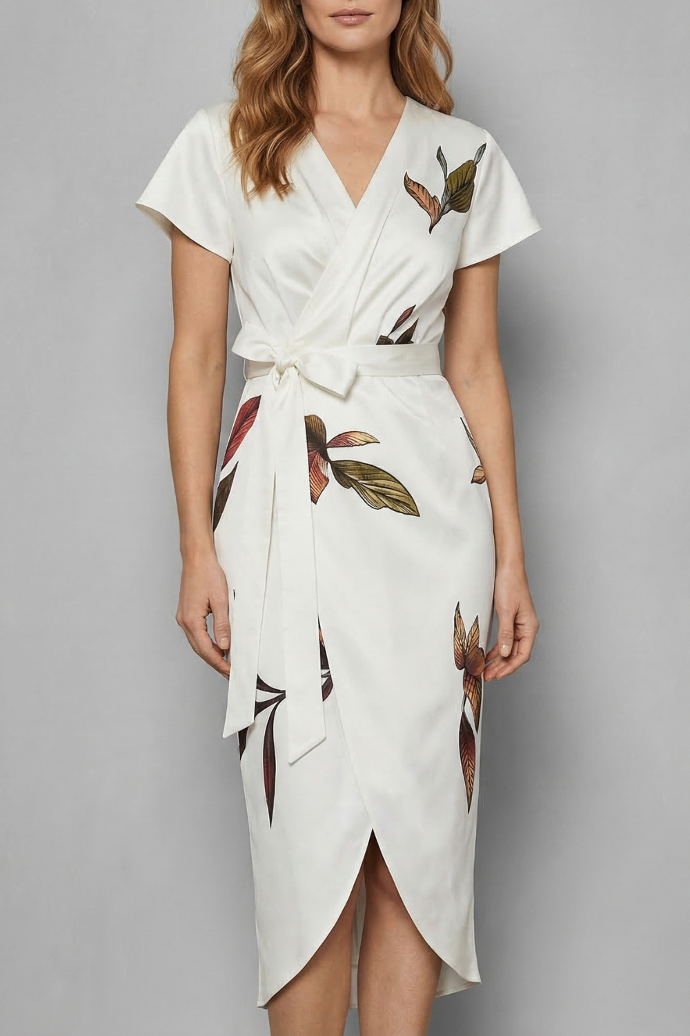 Effortless Wrap Silhouette Midi Dress