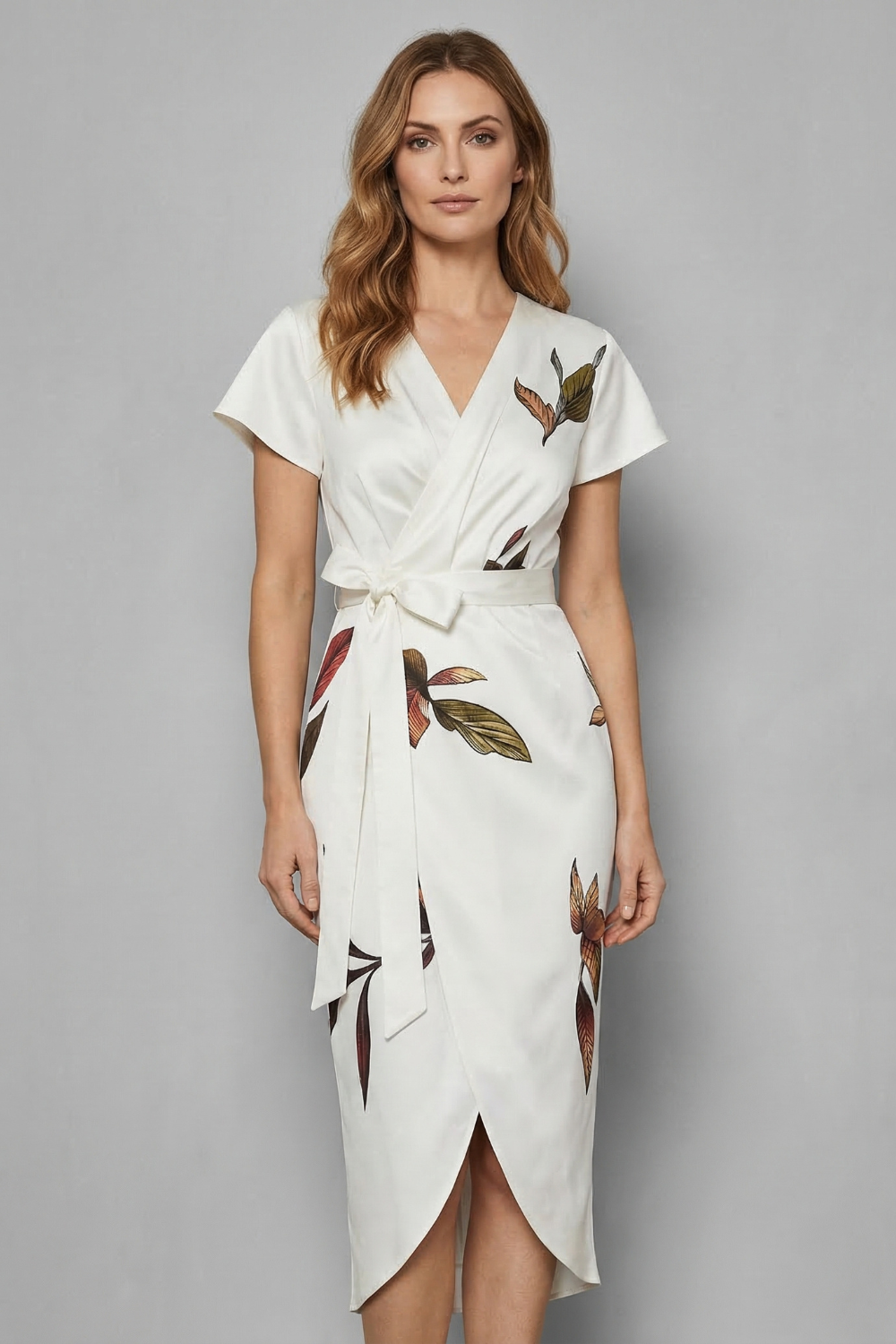 Effortless Wrap Silhouette Midi Dress