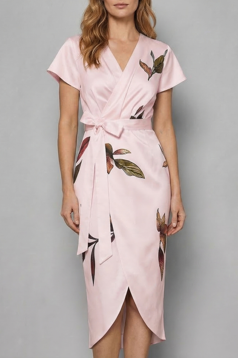 Effortless Wrap Silhouette Midi Dress