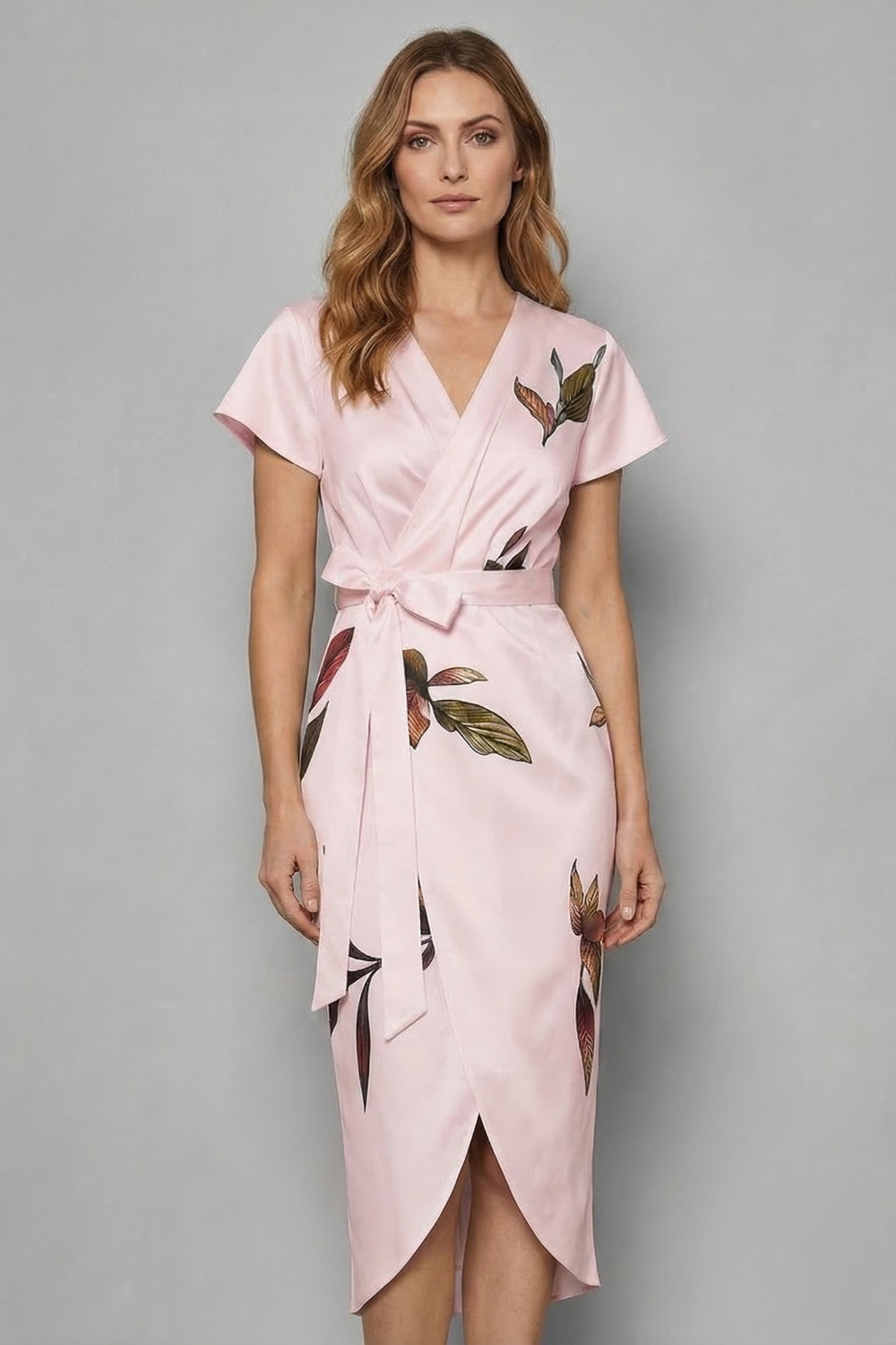 Effortless Wrap Silhouette Midi Dress