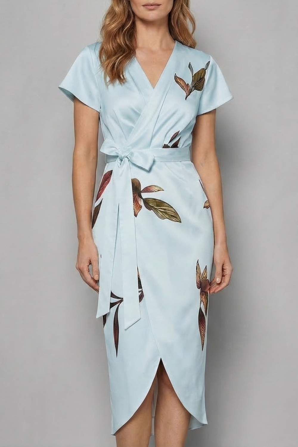 Effortless Wrap Silhouette Midi Dress