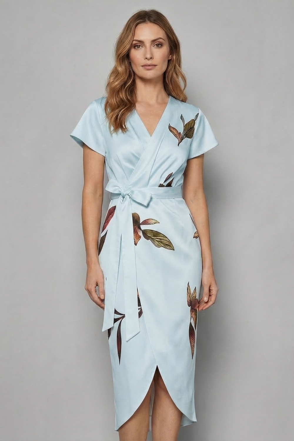 Effortless Wrap Silhouette Midi Dress