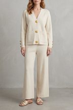 Gold Button Detail Buttoned Lounge Set