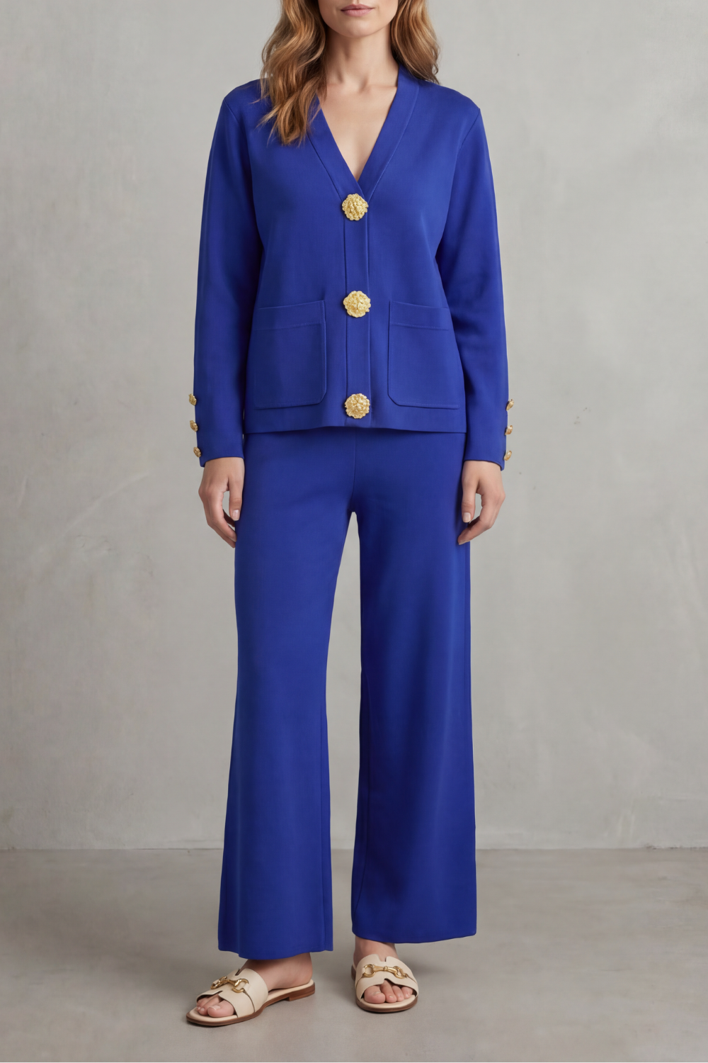 Gold Button Detail Buttoned Lounge Set