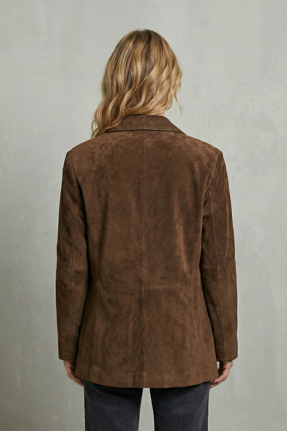 Structured Shoulders Suede Blazer