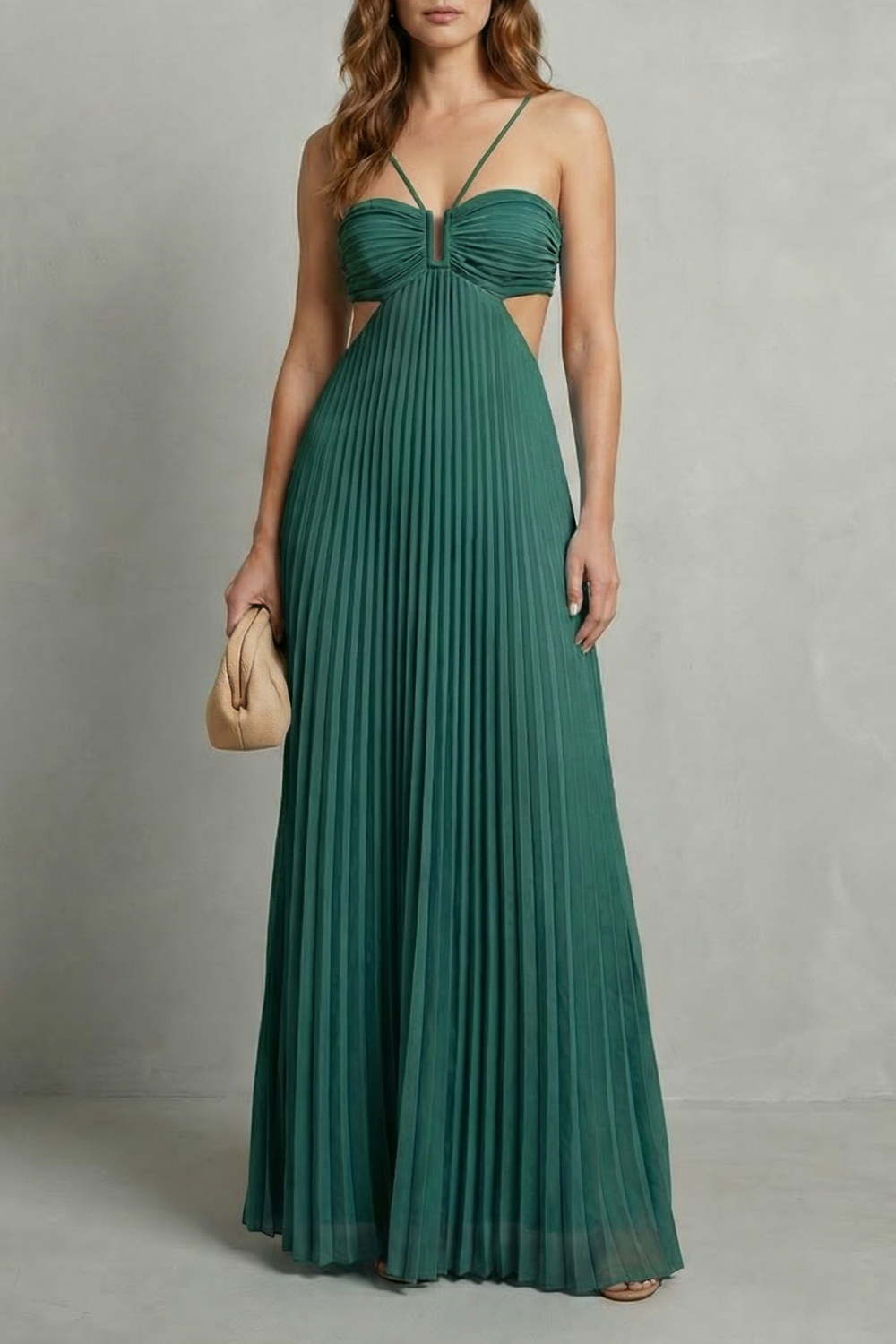 Pleated Halter Elegance Maxi Dress