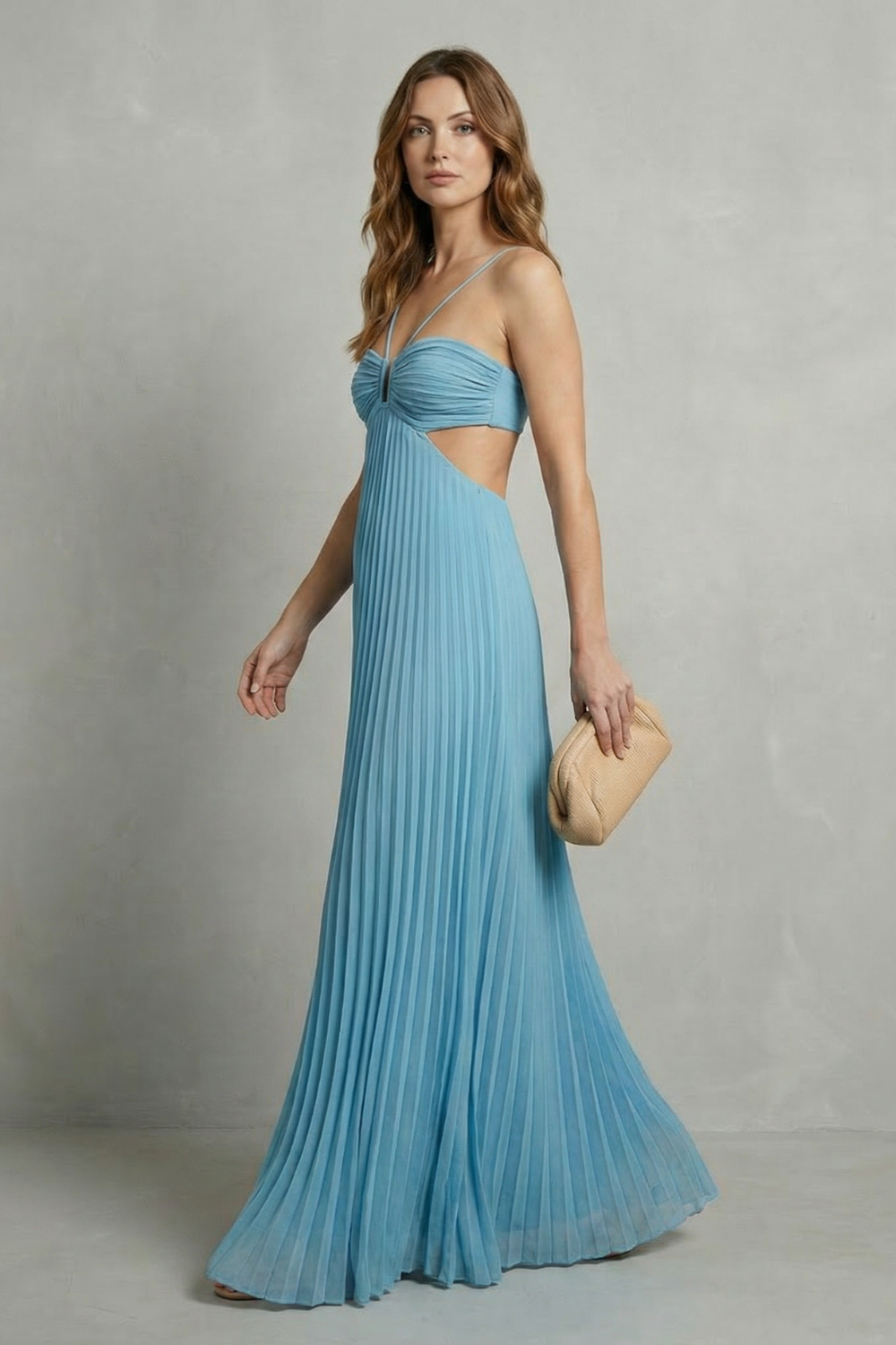 Pleated Halter Elegance Maxi Dress