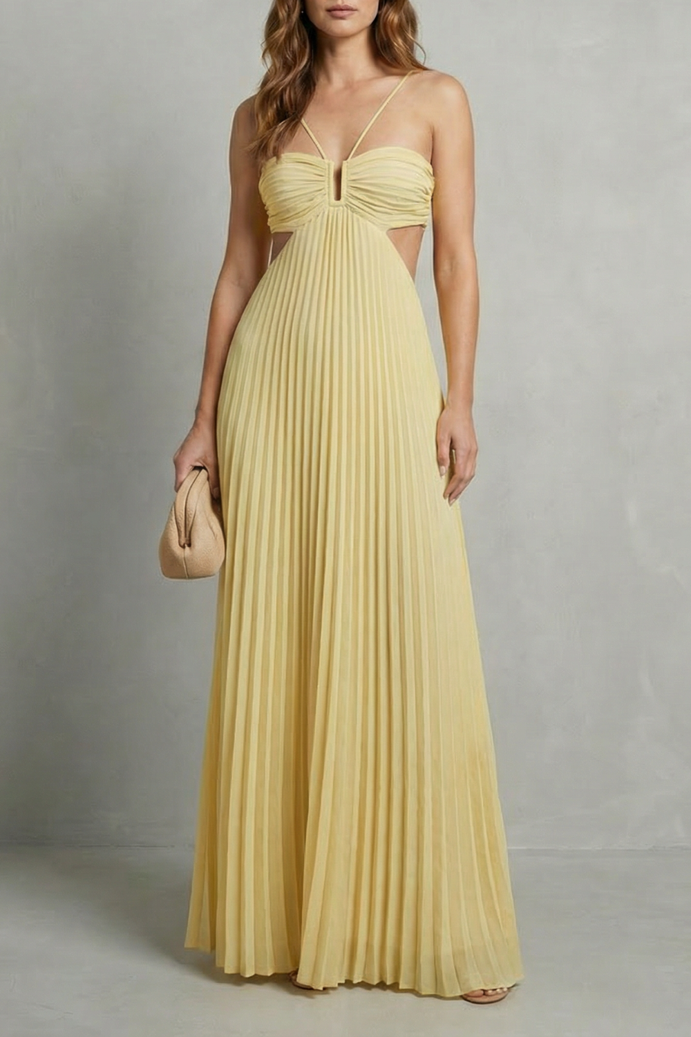 Pleated Halter Elegance Maxi Dress