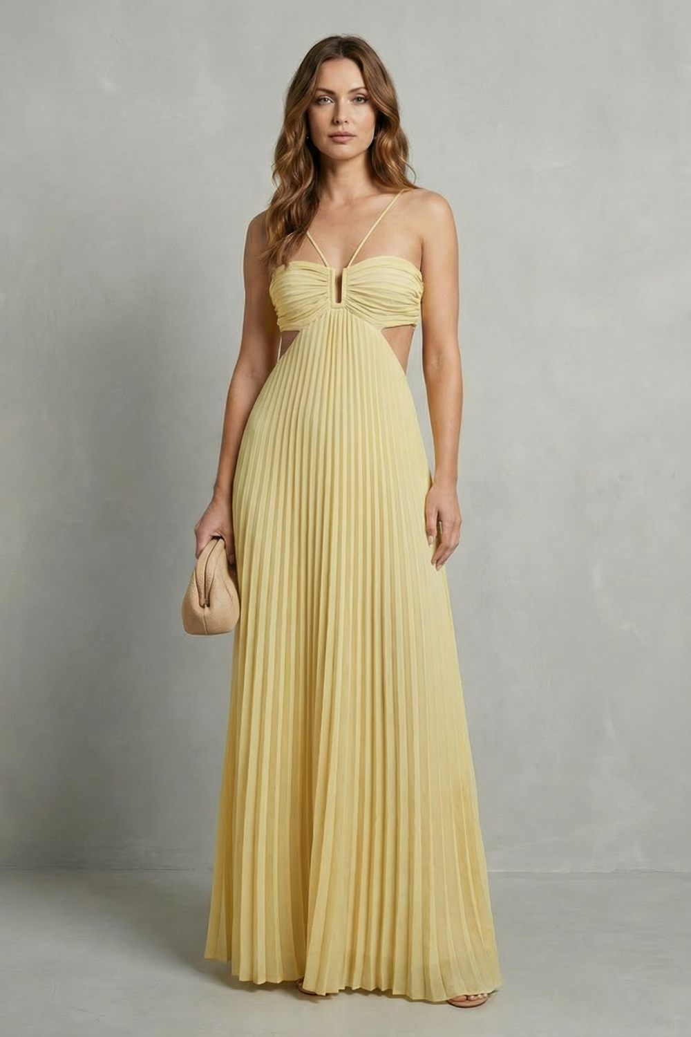 Pleated Halter Elegance Maxi Dress