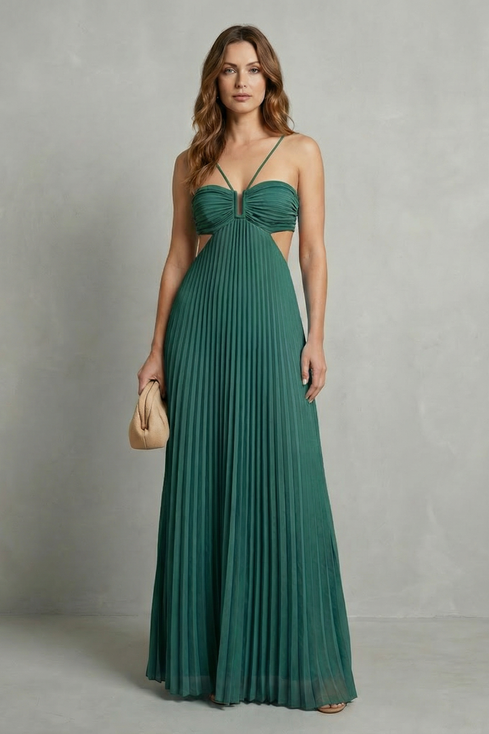 Pleated Halter Elegance Maxi Dress