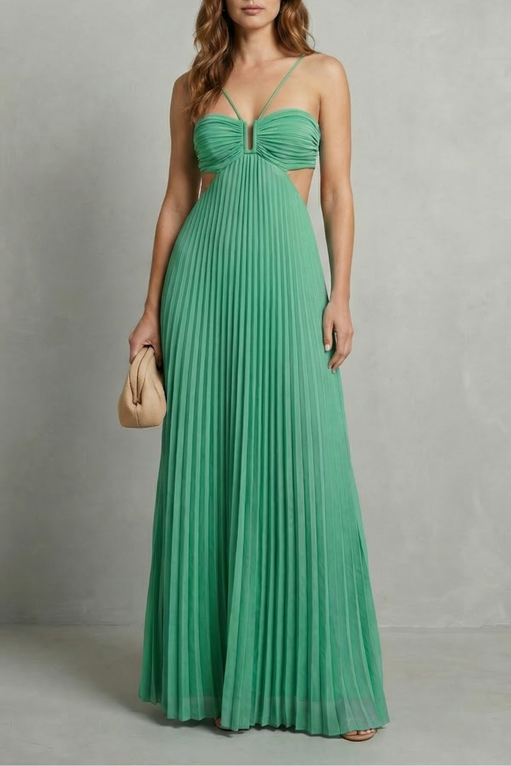 Pleated Halter Elegance Maxi Dress