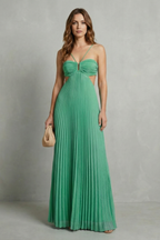 Pleated Halter Elegance Maxi Dress
