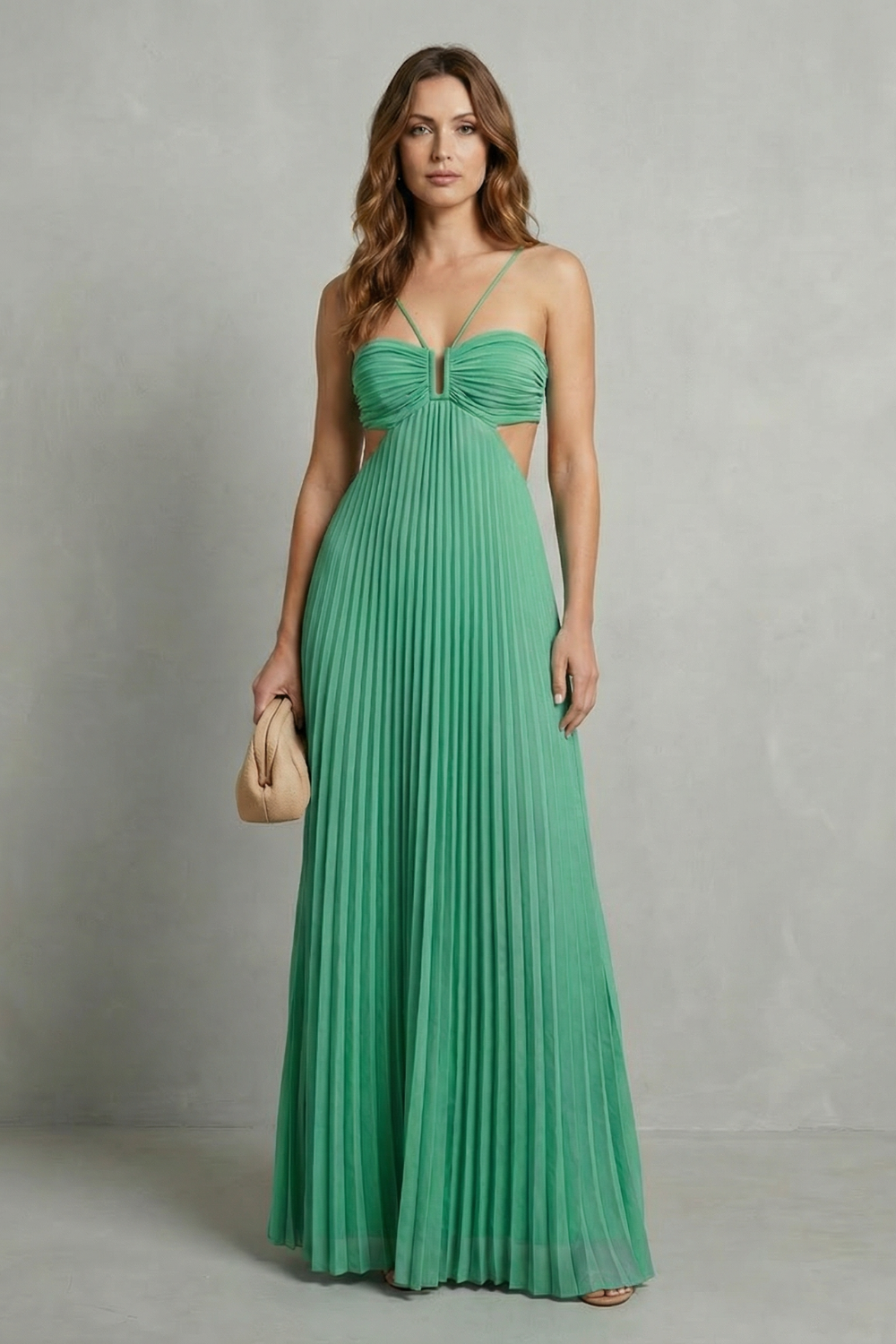 Pleated Halter Elegance Maxi Dress
