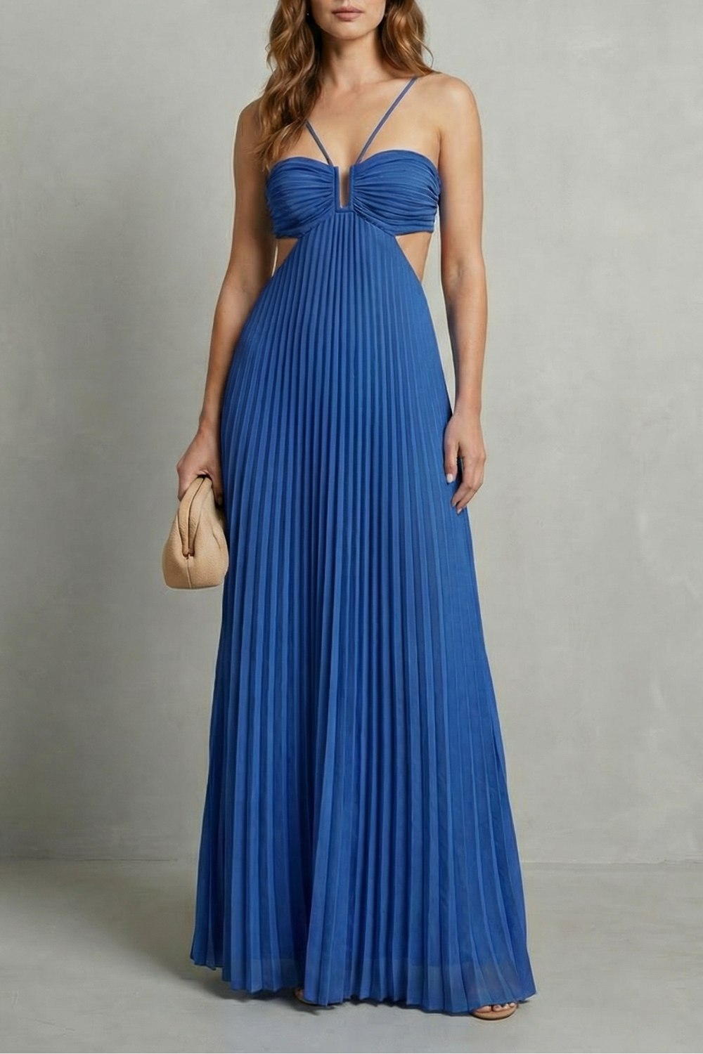 Pleated Halter Elegance Maxi Dress