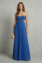 Pleated Halter Elegance Maxi Dress