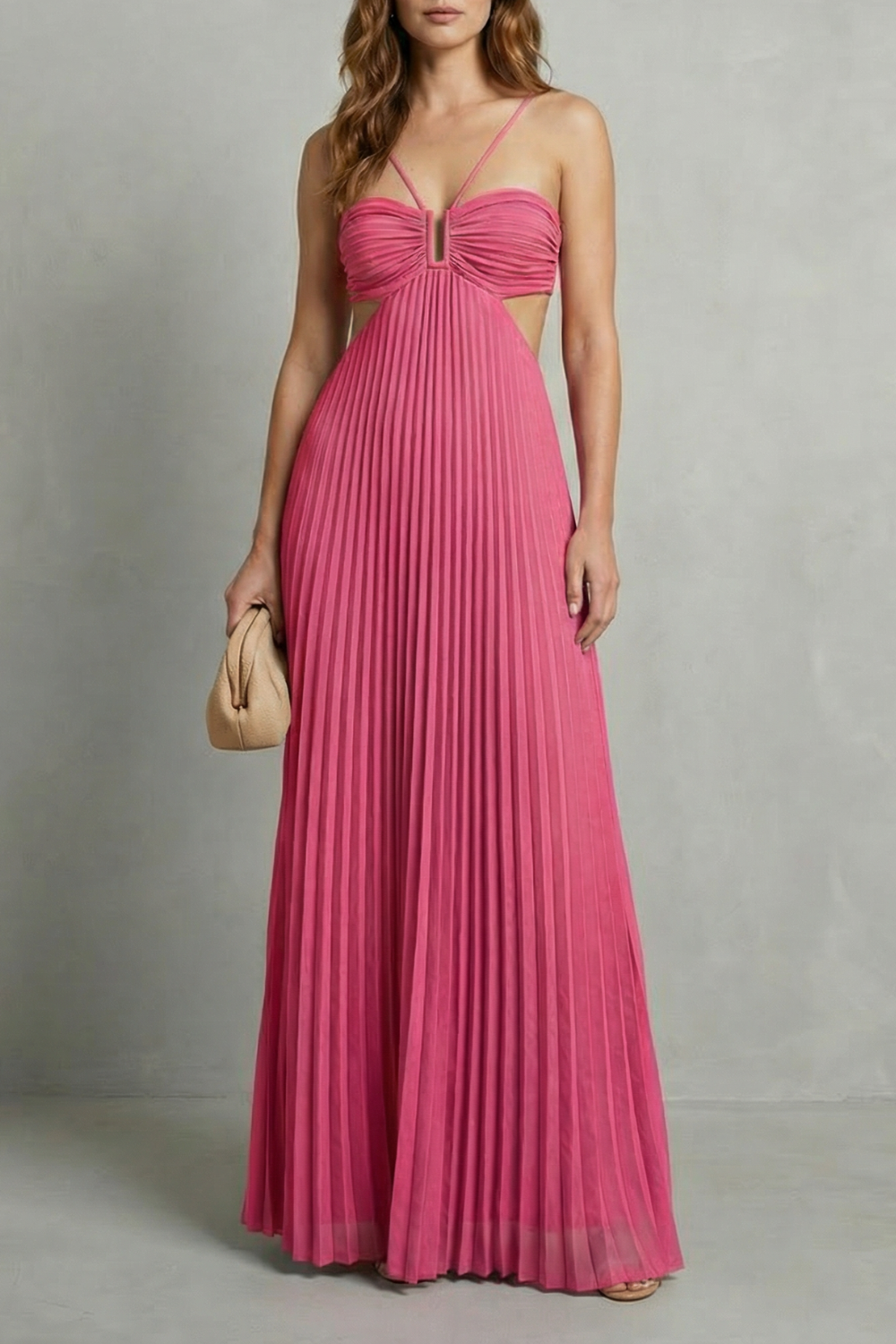 Pleated Halter Elegance Maxi Dress