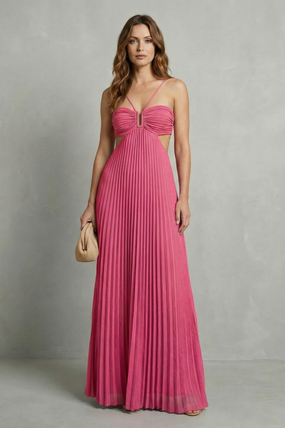 Pleated Halter Elegance Maxi Dress