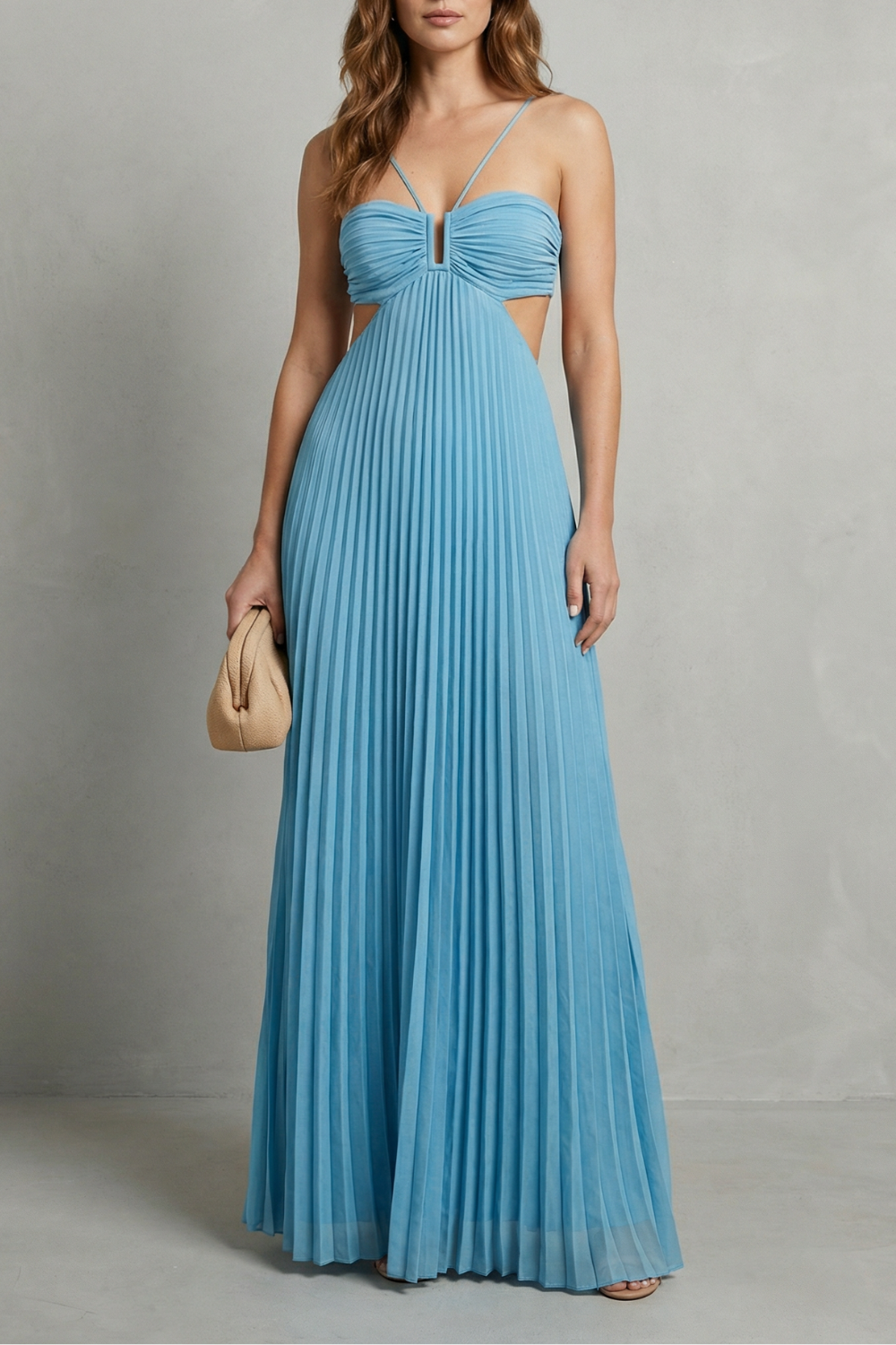 Pleated Halter Elegance Maxi Dress