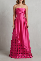 Satin Polka Elegance Maxi Dress