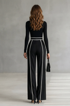 Lunaira – Contrast piping detail – High-neck jumpsuit