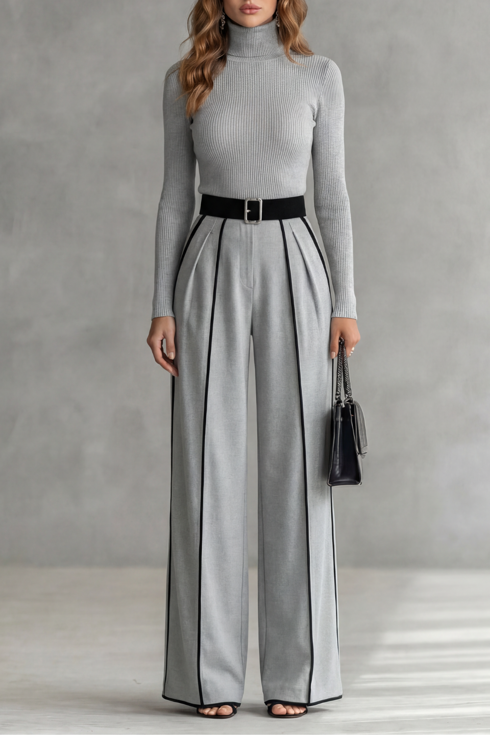 Contrast piping detail | High-neck jumpsuit