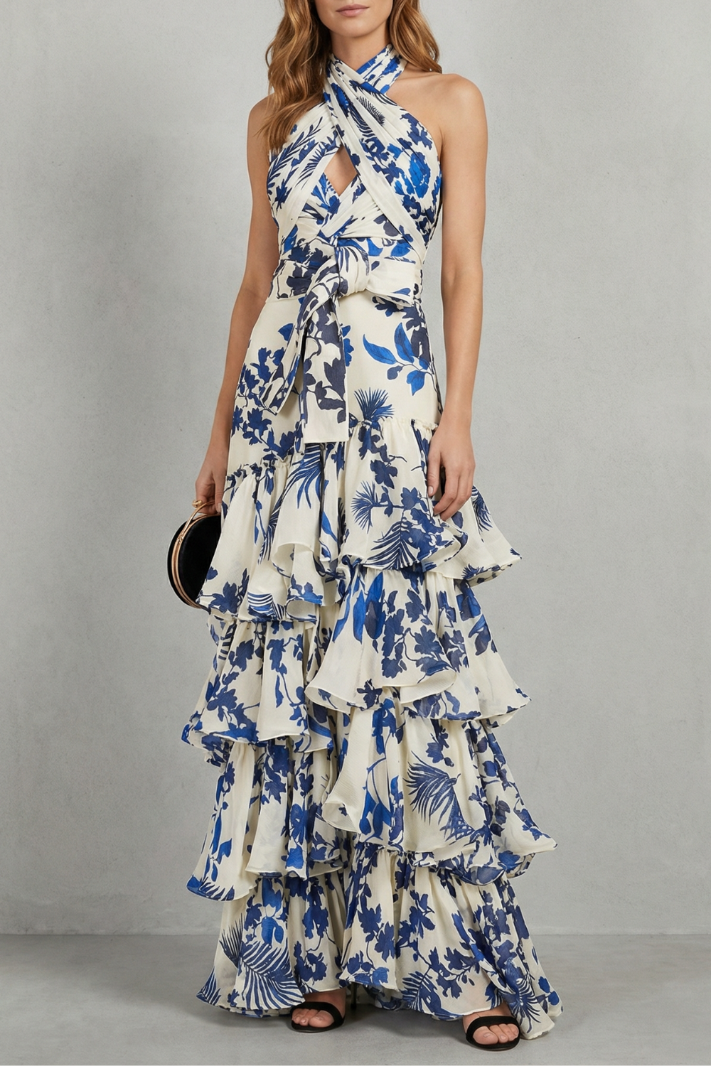 Floral Halter Elegance Maxi Dress