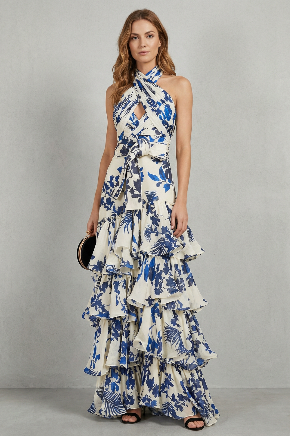 Floral Halter Elegance Maxi Dress