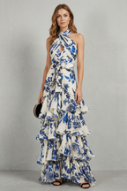Floral Halter Elegance Maxi Dress