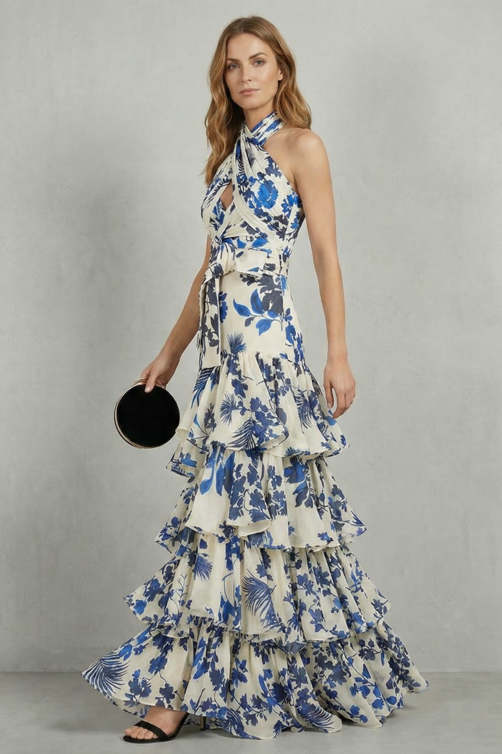 Floral Halter Elegance Maxi Dress