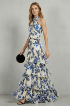 Floral Halter Elegance Maxi Dress