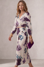 Watercolour Floral Elegance Blouse & Skirt Set