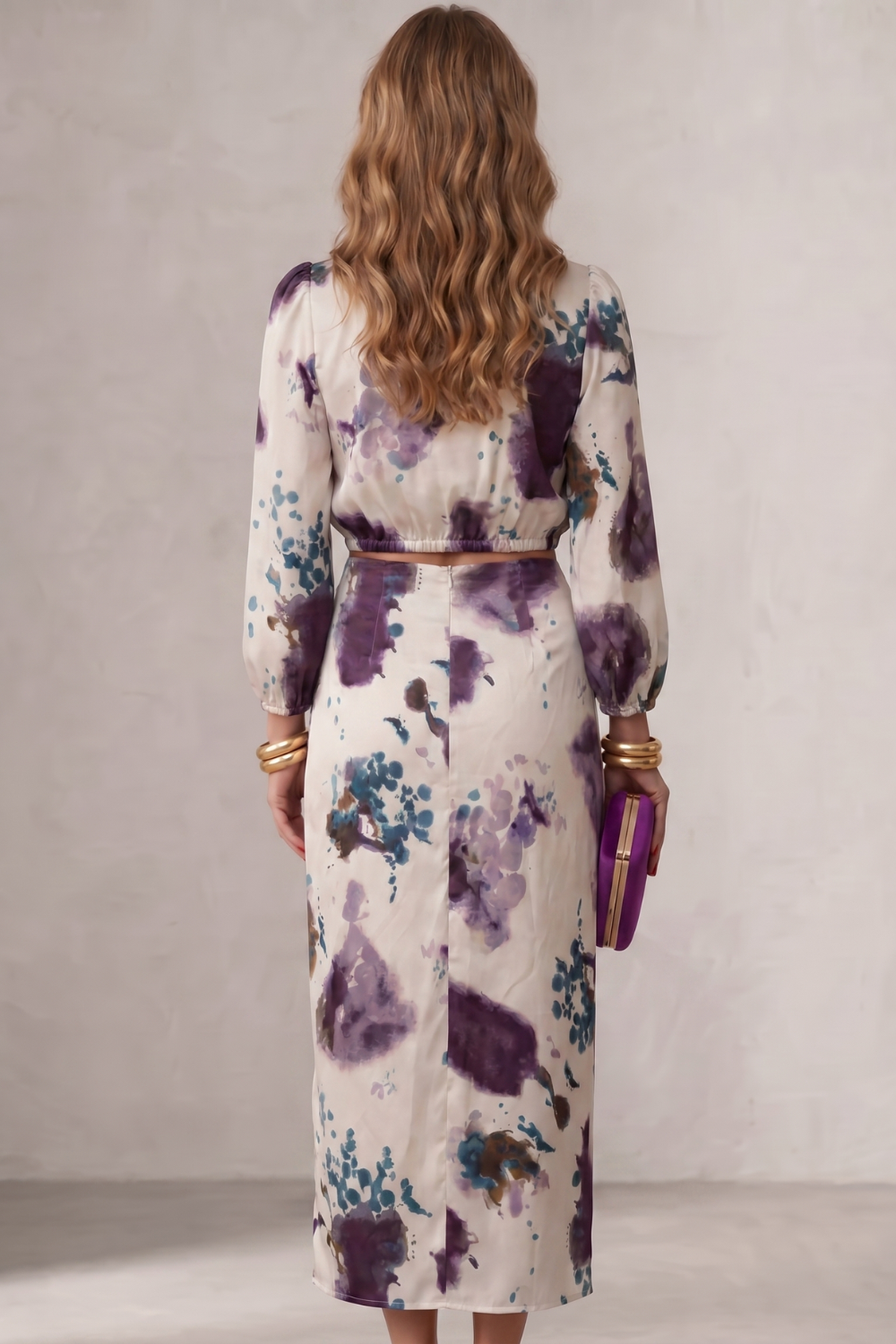 Watercolour Floral Elegance Blouse & Skirt Set