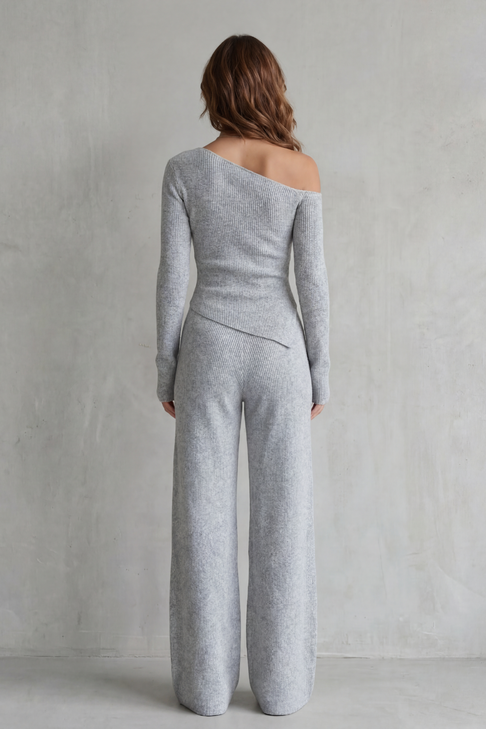 Asymmetric Neckline Knit Lounge Set
