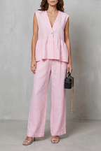 Soft Peplum Elegance Two-piece Trouser Set