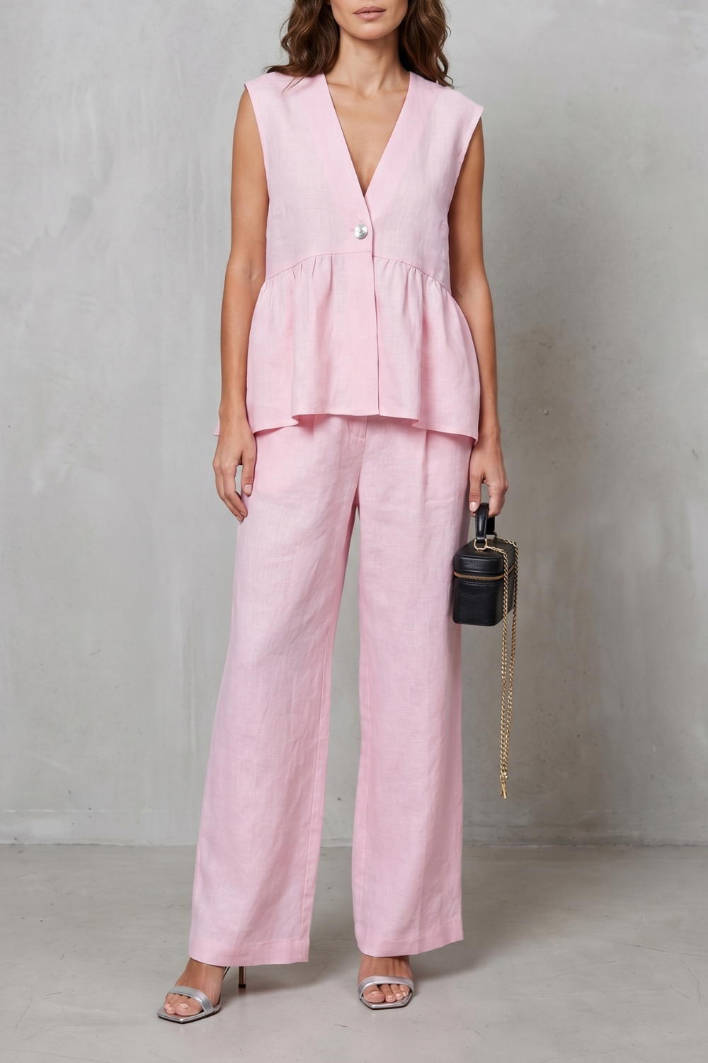 Soft Peplum Elegance Two-piece Trouser Set