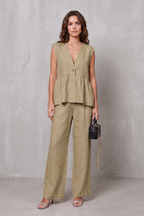 Soft Peplum Elegance Two-piece Trouser Set