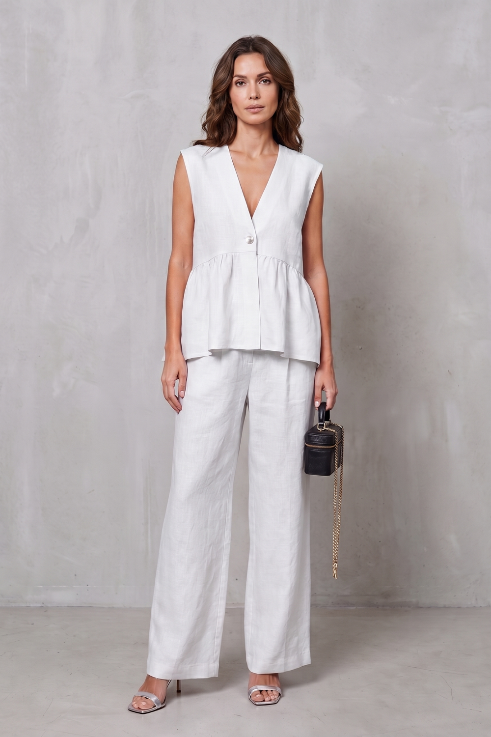 Soft Peplum Elegance Two-piece Trouser Set