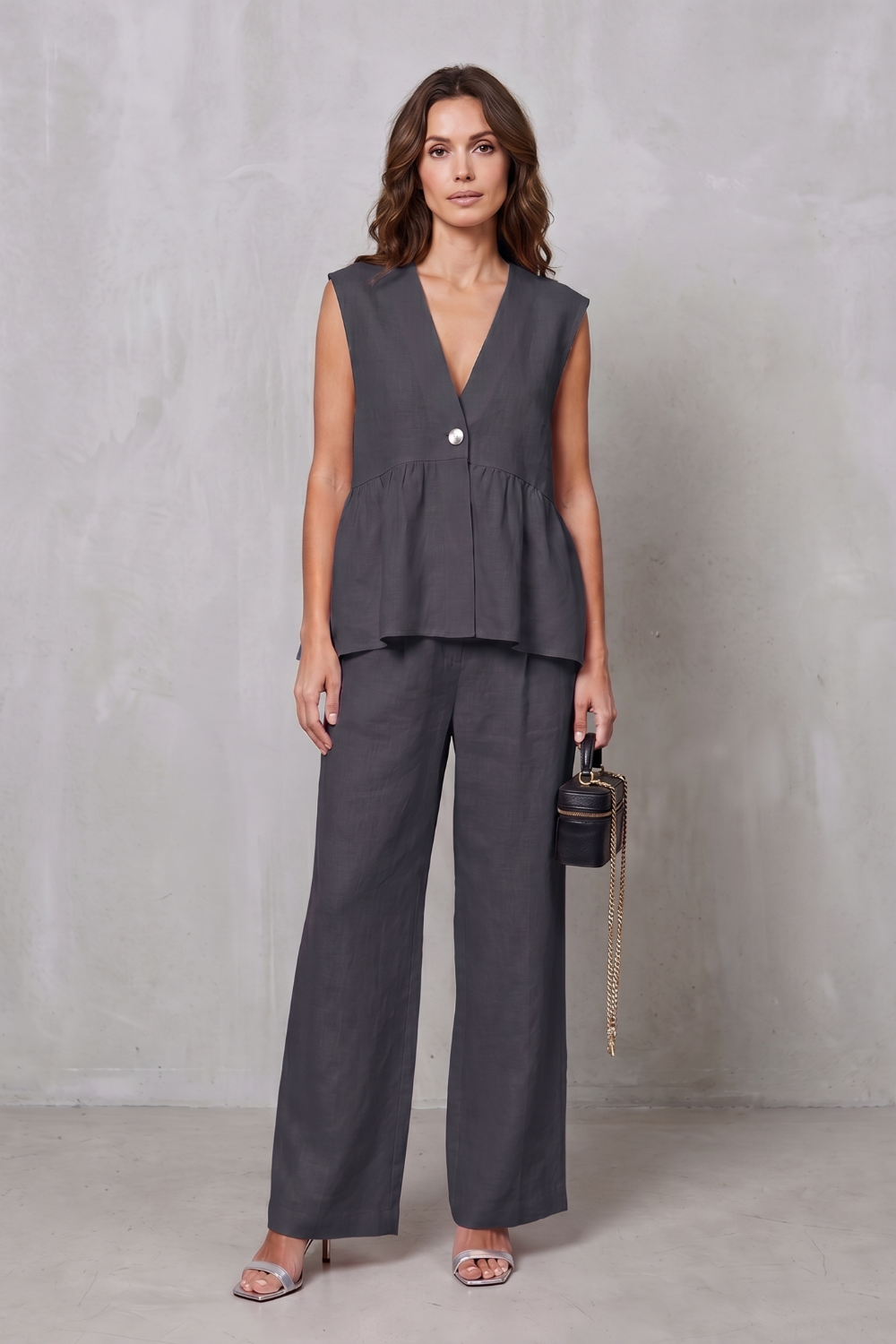 Soft Peplum Elegance Two-piece Trouser Set