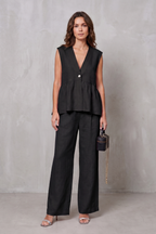 Soft Peplum Elegance Two-piece Trouser Set
