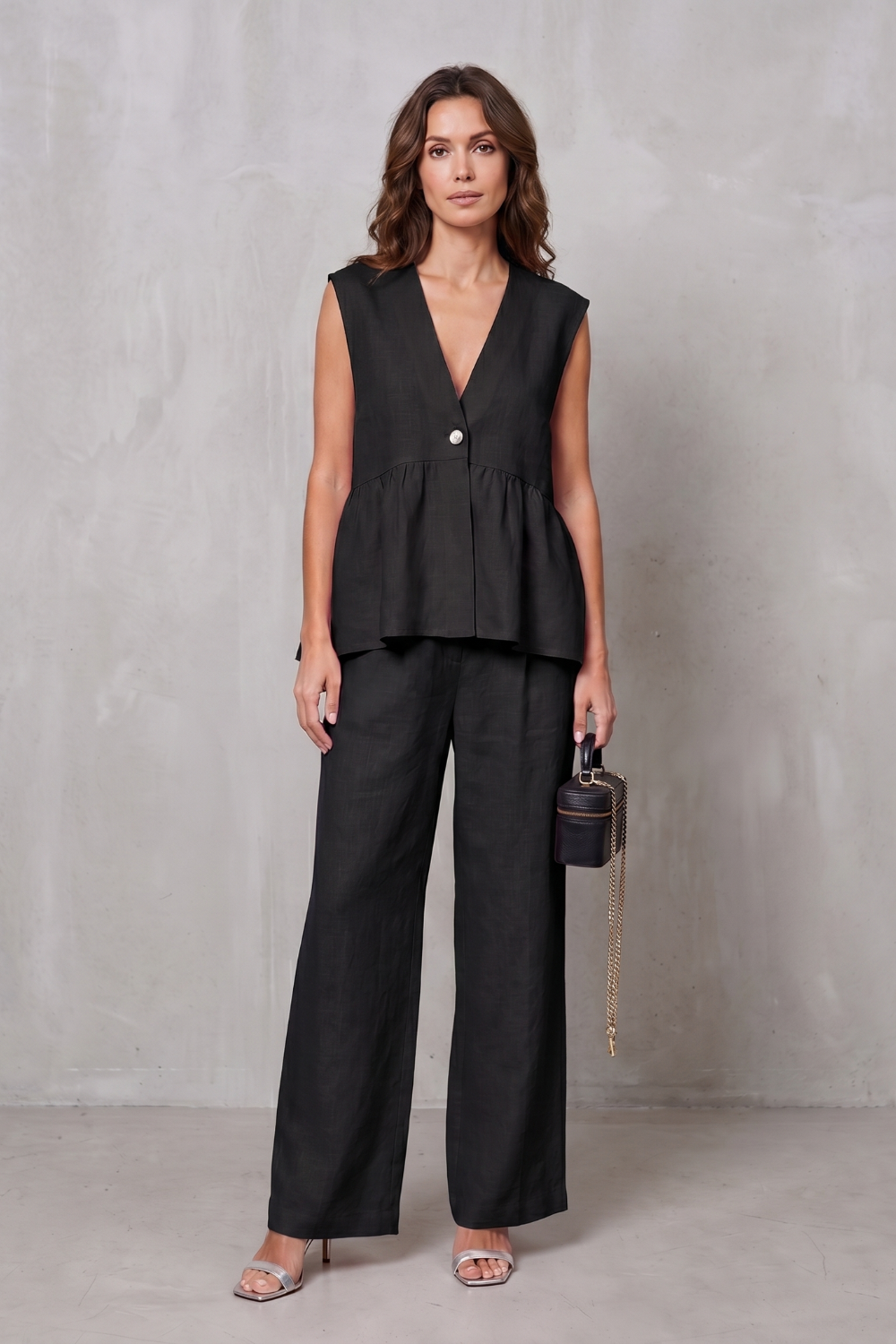 Soft Peplum Elegance Two-piece Trouser Set