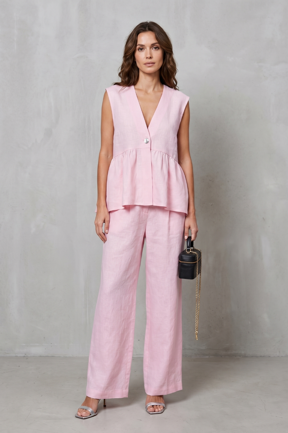Soft Peplum Elegance Two-piece Trouser Set