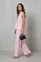 Soft Peplum Elegance Two-piece Trouser Set
