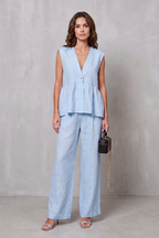 Soft Peplum Elegance Two-piece Trouser Set
