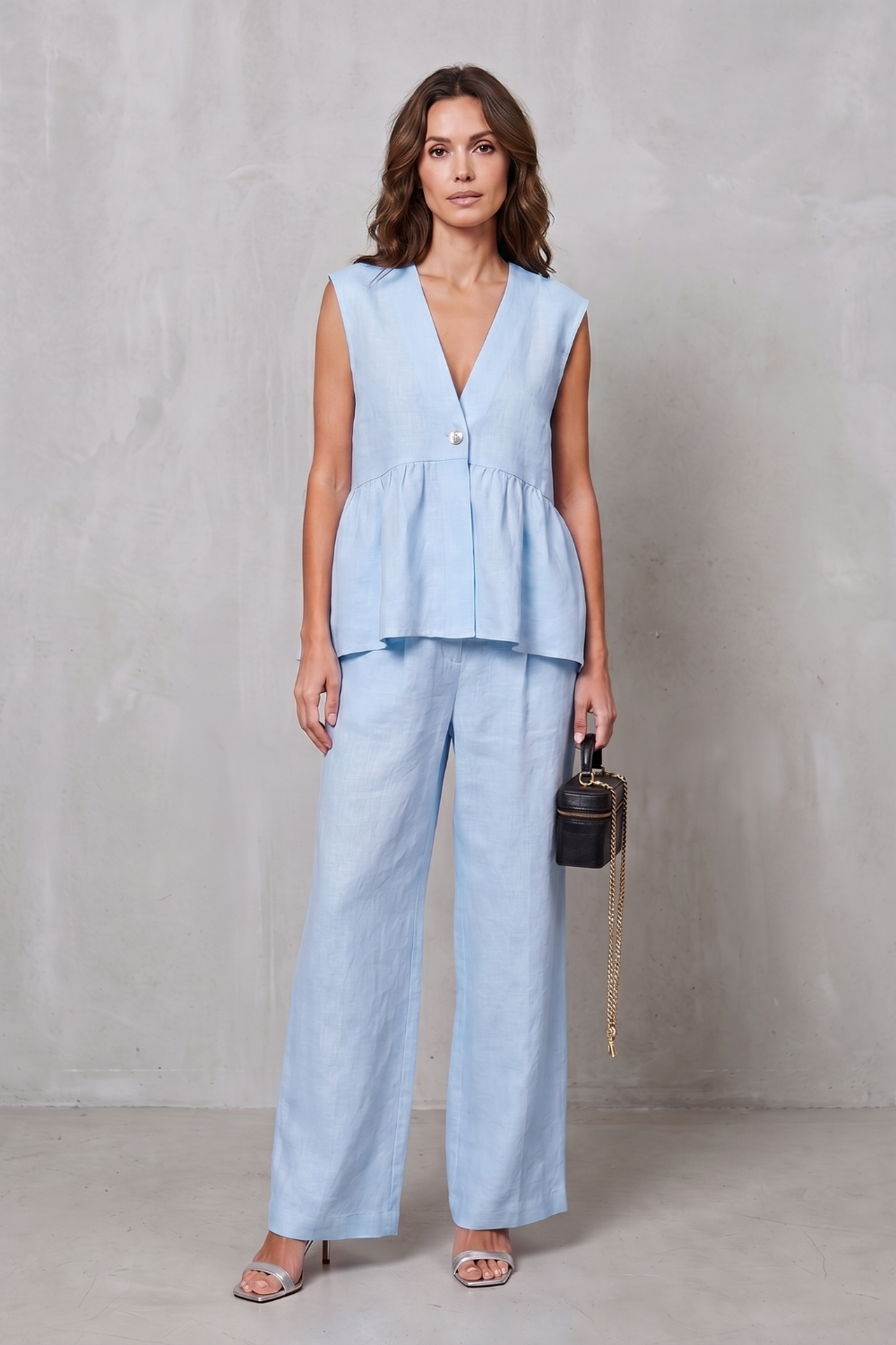 Soft Peplum Elegance Two-piece Trouser Set