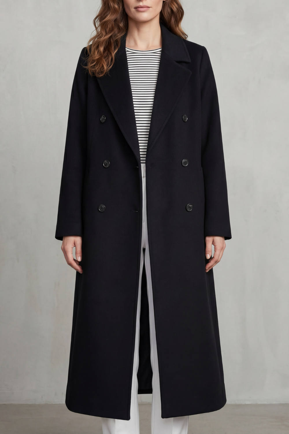 Double-breasted Design Wool Blend Coat