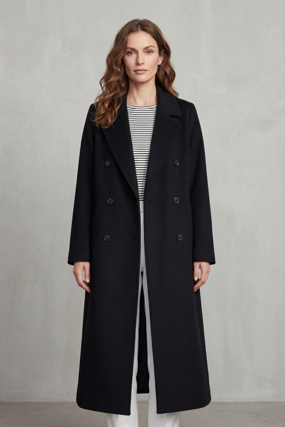 Double-breasted Design Wool Blend Coat