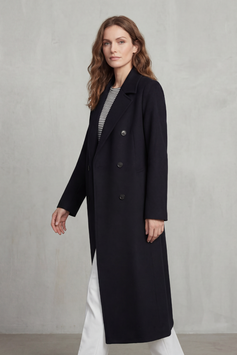 Double-breasted Design Wool Blend Coat