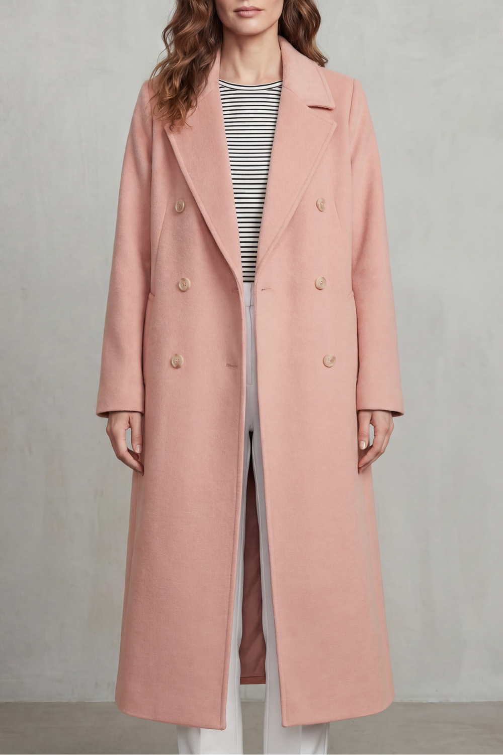 Double-breasted Design Wool Blend Coat