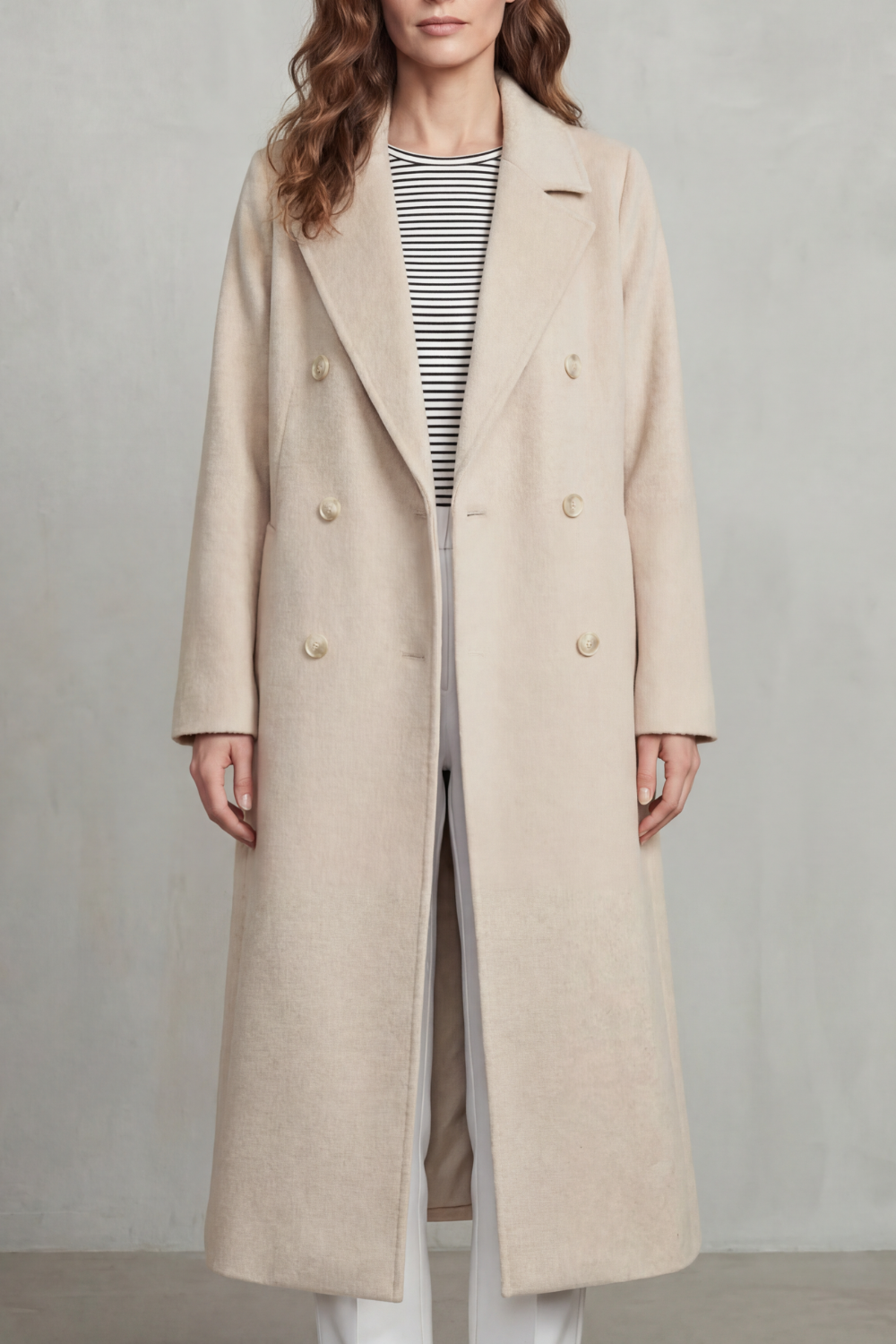 Double-breasted Design Wool Blend Coat
