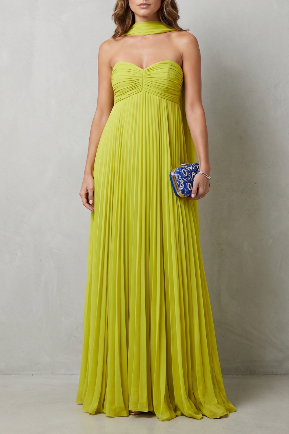 Pleated Halter Grace Maxi Dress